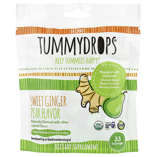 Tummydrops, Органична сладка джинджифилова круша, 33 таблетки за смучене
