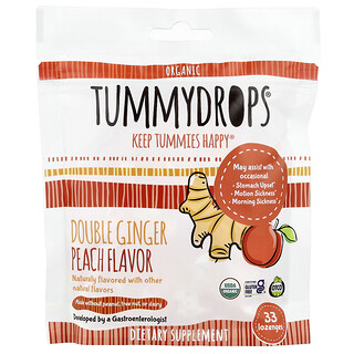 Tummydrops, Βιολογικές διπλές σταγόνες τζίντζερ ροδάκινου, 33 παστίλιες