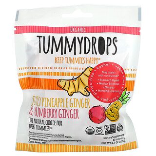 Tummydrops, Organic, Juicy Pineapple Ginger & Yumberry Ginger, 33 Lozenges, 3.7 oz (105 g)