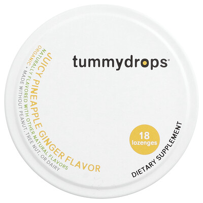 Tummydrops, Gotas orgánicas, Piña jugosa y jengibre, 18 pastillas