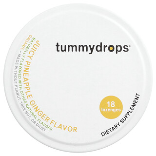 Tummydrops, Organic Drops, Ananas et gingembre juteux, 18 pastilles