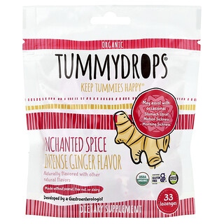 Tummydrops, Økologisk fortryllende krydder, intens ingefær, 33 sugetabletter