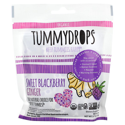 Tummydrops  Organic Sweet Blackberry Ginger  33 Lozenges