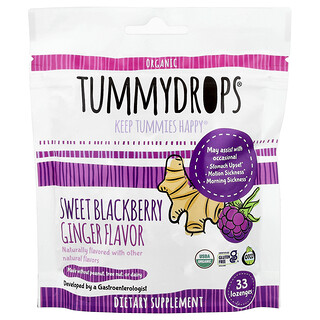 Tummydrops, Amora e Gengibre Doces Orgânicos, 33 Pastilhas