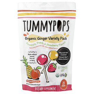 تامي دروبس‏, Tummypops ، عبوة متنوعة من الزنجبيل العضوي ، 21 مصاصة
