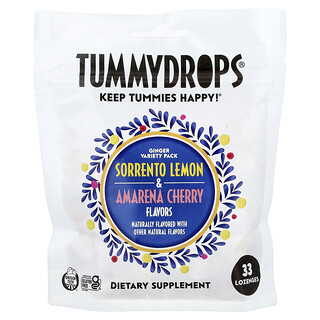 Tummydrops, Ginger Variety Pack, Sorrento Lemon & Amarena Cherry, 33 Lozenges