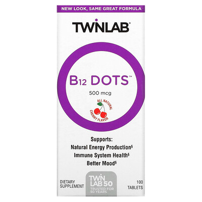 

Twinlab B12 Dots вишня 500 мкг 100 таблеток