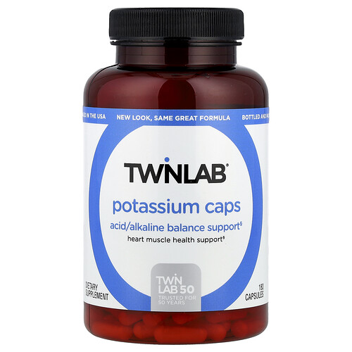 Twinlab, Potassium Caps, Kaliumkapseln, 180 Kapseln (99 mg pro Kapsel)