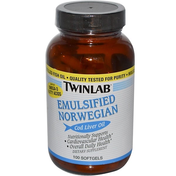 Twinlab, Emulsified Norwegian, Cod Liver Oil, 100 Softgels (Discontinued Item) 