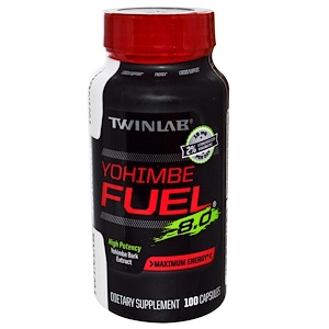 Twinlab, Yohimbe Fuel, 8.0., максимальная энергия, 100 капсул