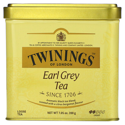 Twinings Earl Grey, листовой чай, некрепкий, 200 г (7,05 унции)