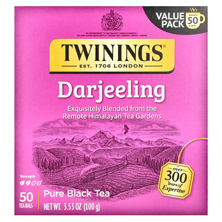 Twinings, Té negro puro, Darjeeling`` 50 bolsitas de té, 100 g (3,53 oz)