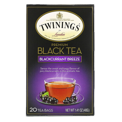 Купить Twinings черный чай премиальной качества, черная смородина, 20 чайных пакетиков, 40 г (1, 41 унции)