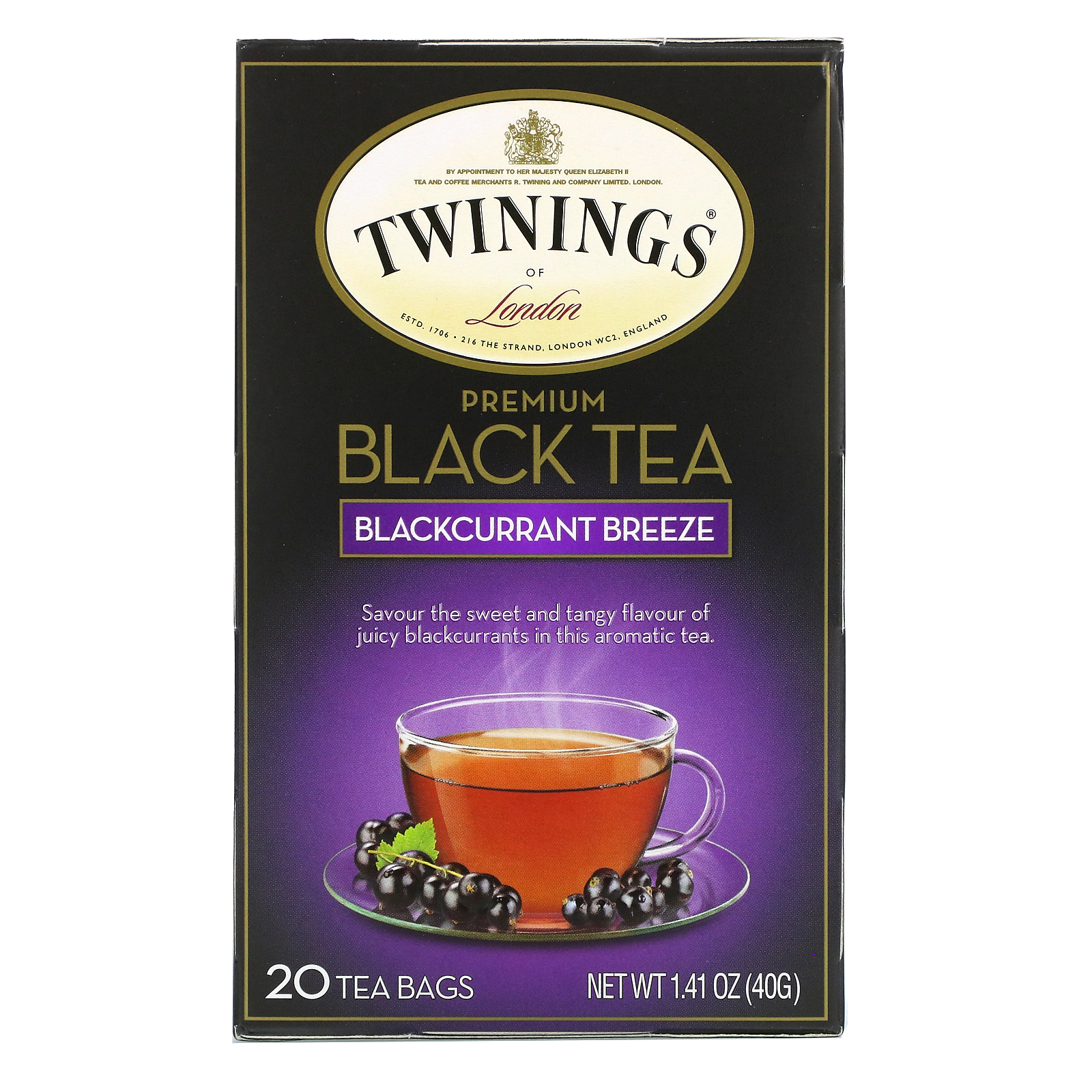 Twinings プレミアム紅茶 ブラックカラントブリーズ 57％以上節約 SALE 97%OFF 1.41オンス 40g ティーバッグ20袋