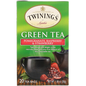 Отзывы о Твайнингс, Green Tea, Pomegranate, Raspberry & Strawberry, 20 Tea Bags, 1.06 oz (30 g)