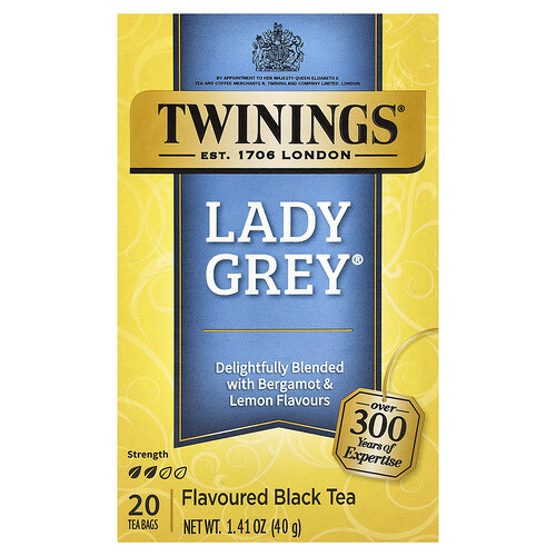 Twinings, Flavored Black Tea, Lady Grey®, 20 Tea Bags, 1.41 oz (40 g)