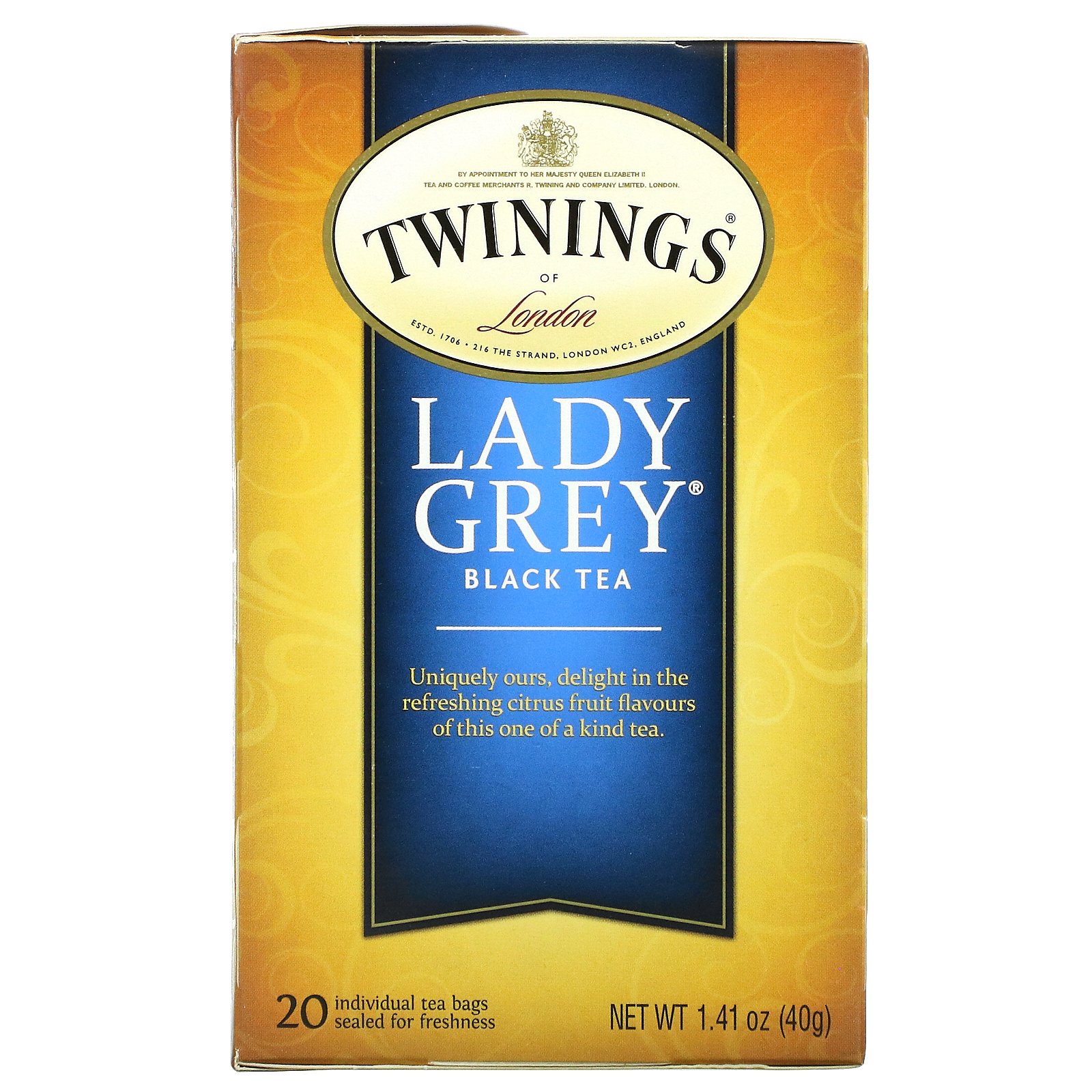 Twinings 日本産 Lady Grey レディグレイ 40g 紅茶 [再販ご予約限定送料無料] ティーバッグ20袋 1.41オンス