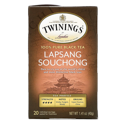 Twinings лапсанг сушонг, 100% чистый черный чай, 20 чайных пакетиков, 40 г (1, 41 унции)  - Купить