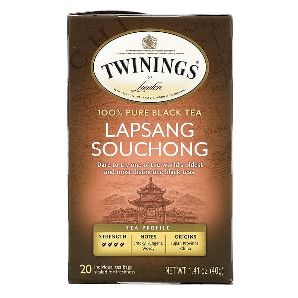 Twinings, 100% Pure Black Tea, Lapsang Souchong, 20 Tea Bags, 1.41 oz (40 g)