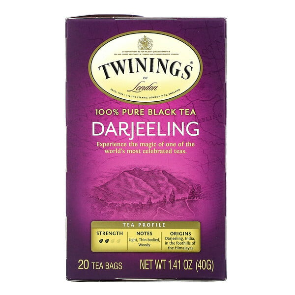100% Pure Black Tea, Darjeeling, 20 Tea Bags, 1.41 oz (40 g)