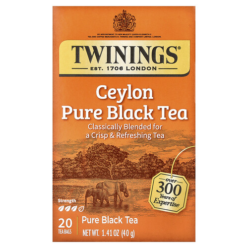 Twinings, Pure Black Tea, reiner Schwarzer Tee, Ceylon, 20 Teebeutel, 40 g (1,41 oz.)