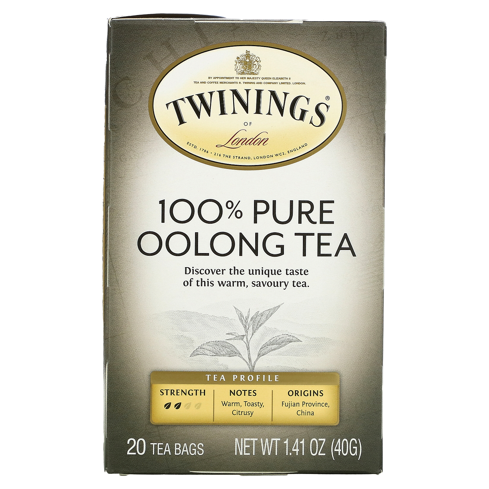 無料長期保証 Twinings セール開催中最短即日発送 100％純粋ウーロン茶 ティーバッグ20個入り 40g 1.41オンス