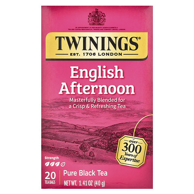 Twinings  Pure Black Tea  English Afternoon  20 Tea Bags  1.41 oz (40 g)