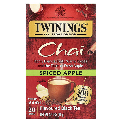 Twinings, Black Tea, Schwarztee, Chai, Gewürzapfel, 20 Teebeutel, 40 g (1,41 oz.)