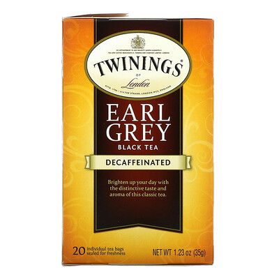 Купить Twinings Черный чай Earl Grey, без кофеина, 20 чайных пакетиков, 35 г (1, 23 унции)