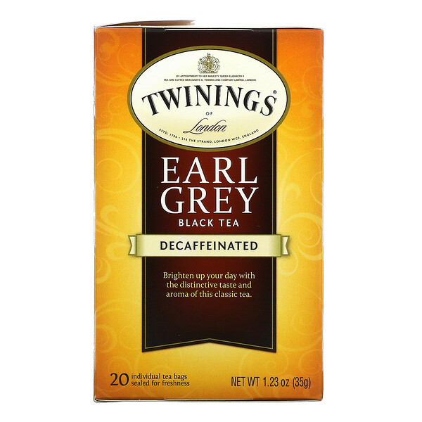 Earl Grey Black Tea, Decaffeinated, 20 Tea Bags, 1.23 oz (35 g)