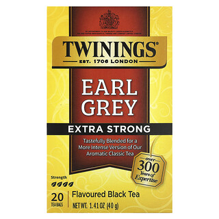 Twinings, Black Tea, Earl Grey, Extra Strong, 20 Tea Bags, 1.41 oz (40 g)