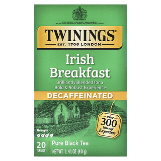 Twinings, Tè nero puro, Irish Breakfast, deteinato, 20 bustine di tè, 40 g