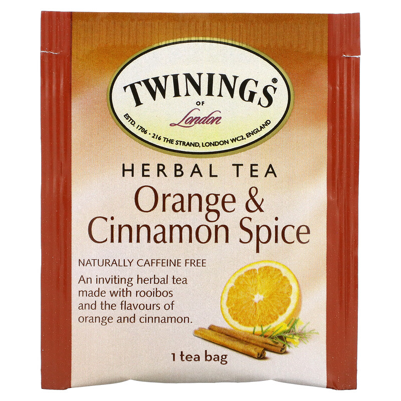 Twinings Herbal Tea Orange And Cinnamon Spice Caffeine Free 20 Tea Bags 1 41 Oz 40 G Iherb