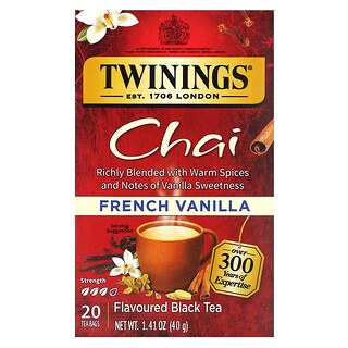 Twinings, Tè nero aromatizzato, Chai, vaniglia francese, 20 bustine di tè, 40 g