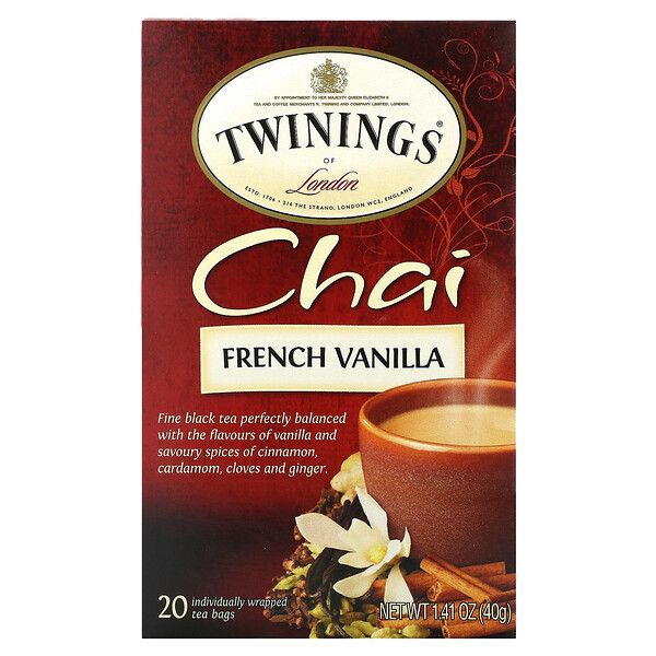 Twinings‏, Chai, French Vanilla, 20 Tea Bags, 1.41 oz (40 g)