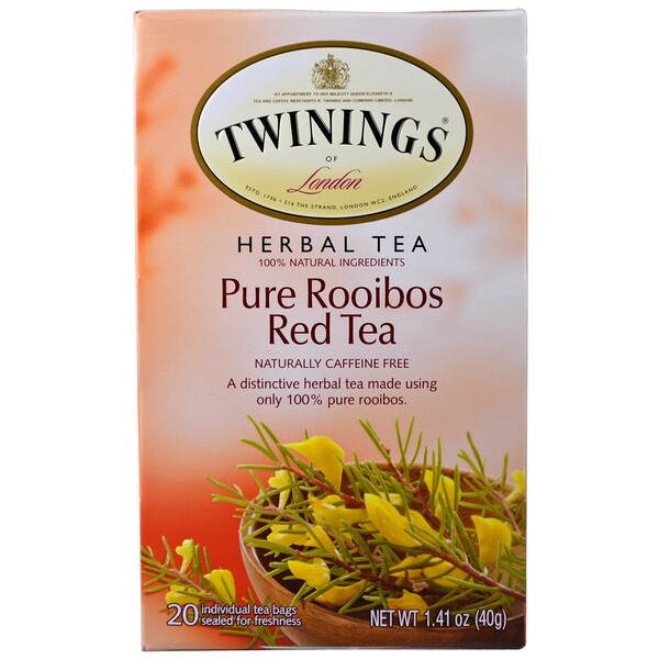 Twinings, Herbal Tea, Pure Rooibos Red Tea, Caffeine Free, 20 Tea Bags