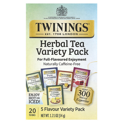 Twinings Herbal Teas Variety Pack Caffeine Free 20 Tea Bags 1.21 oz (34 g)