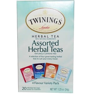 Отзывы о Твайнингс, Assorted Herbal Teas, Variety Pack, Caffeine Free, 20 Tea Bags, 1.23 oz (34 g)