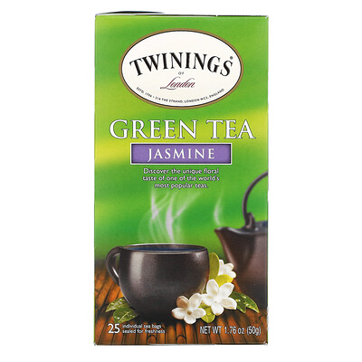 Купить Twinings Зеленый чай, жасмин 25 чайных пакетиков, 1.76 унции (50 г)
