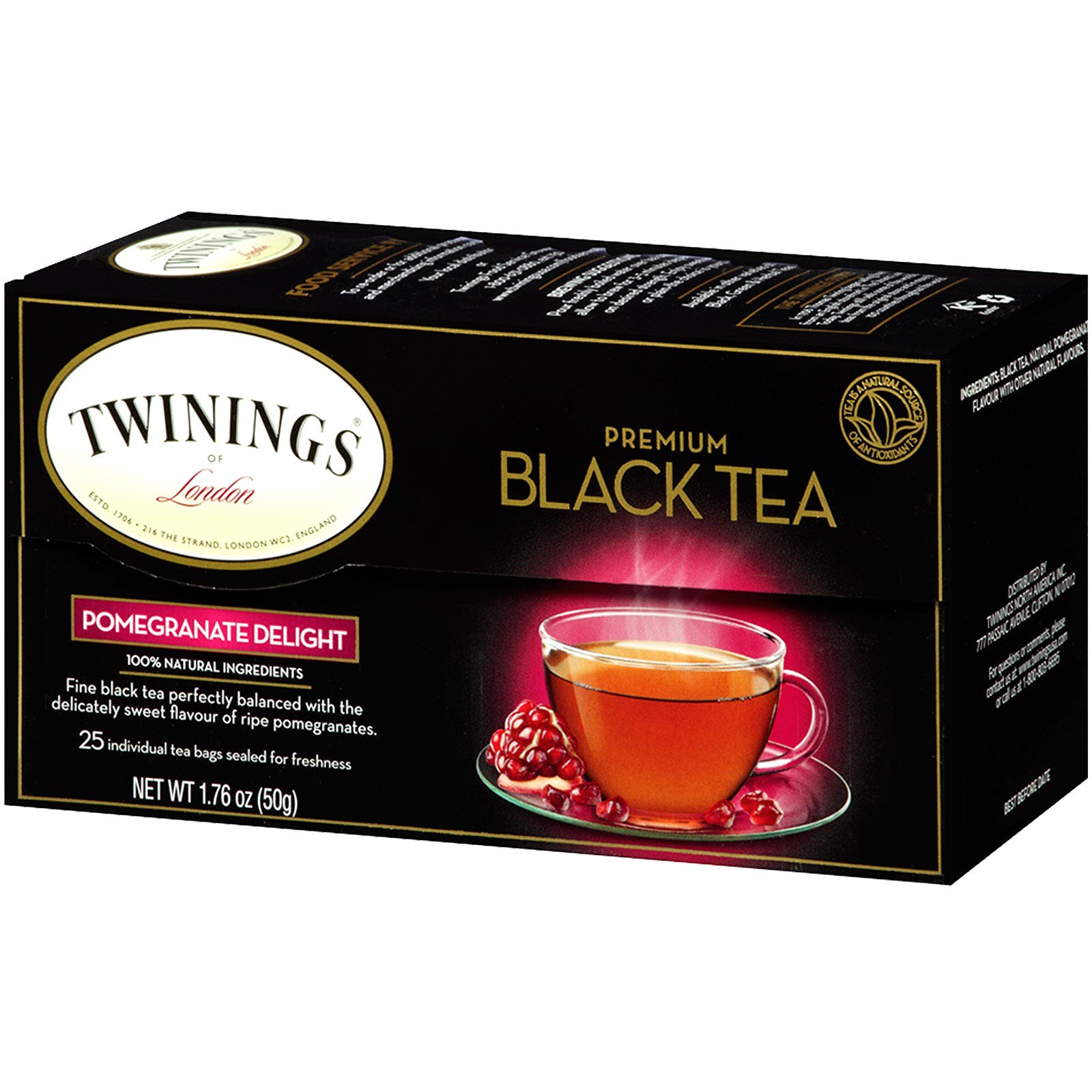 Twinings Premium Black Tea Pomegranate Delight 25 Tea Bags 1 76 Oz 50 G Iherb