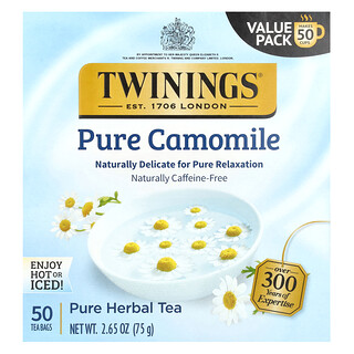 Twinings, Chá de Ervas, Camomila Pura, Sem Cafeína, 50 Saquinhos de Chá, 75 g (2,65 oz)