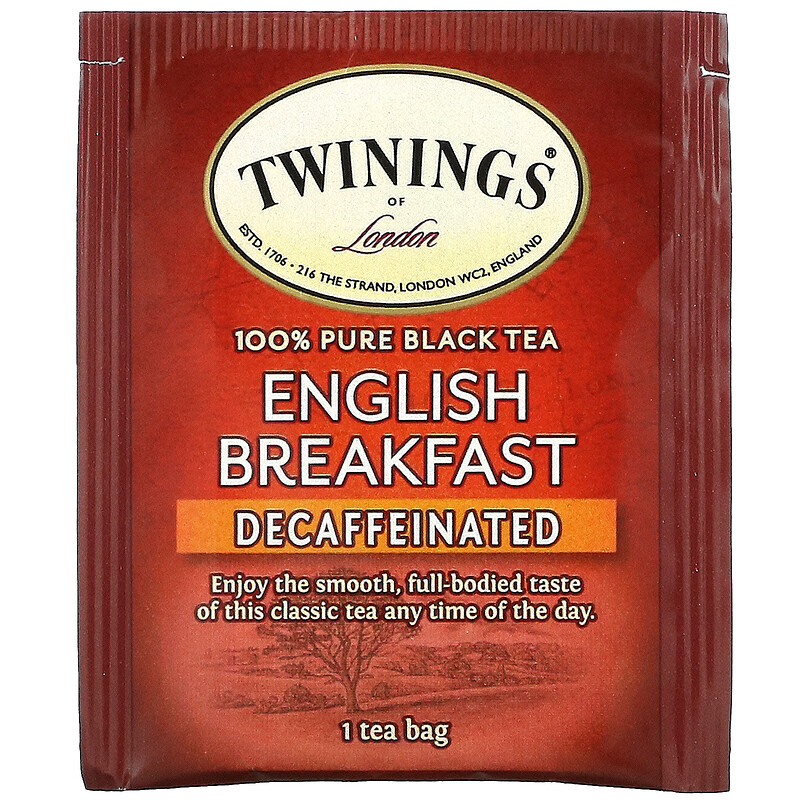 Twinings, English Breakfast, Black Tea, Decaffeinated, 50 Tea Bags, 3.