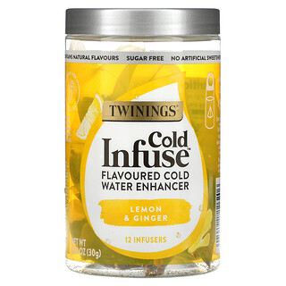 Twinings, Cold Infuse, ароматизатор для холодной воды, лимон и имбирь, 12 шт., 30 г (1,06 унции)