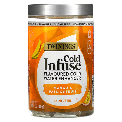 Twinings Cold Infuse, Flavoured Cold Water Enhancer, Mango & Passionfruit, 12 Infusers, 1.06 oz (30 g)