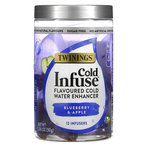 Twinings, Cold Infuse, Flavoured Cold Water Enhancer, Blueberry & Apple, 12 Infusers, 1.06 oz (30 g)