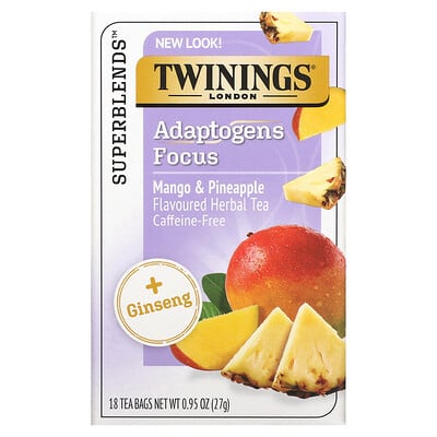 

Twinings Focus Herbal Tea травяной чай с женьшенем манго и ананасом без кофеина 18 чайных пакетиков 27 г (0 95 унции)