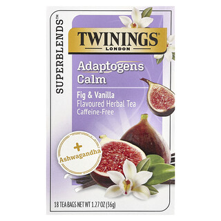 Twinings, Superblends™, Chá de Ervas Adaptogênicos Calm, Figo e Baunilha, Sem Cafeína, 18 Saquinhos de Chá, 36 g (1,27 oz)