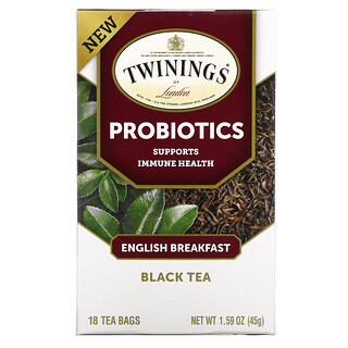 Twinings, 益生菌紅茶，英式早餐茶，18 茶包，1.59 盎司（45 克）