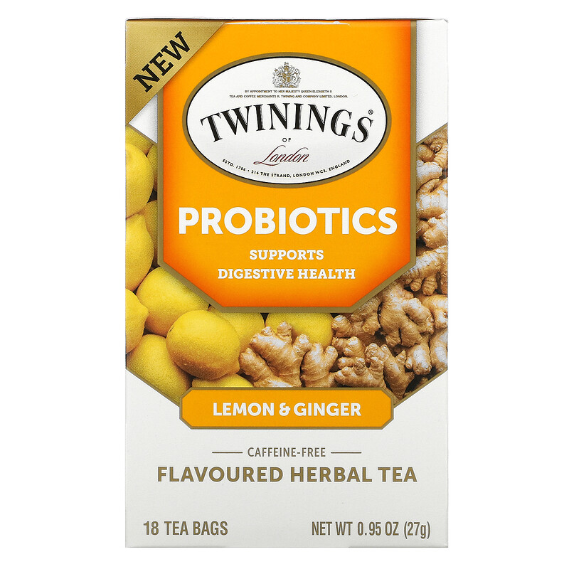 Twinings, Probiotics Flavoured Herbal Tea, Lemon & Ginger, Caffeine ...