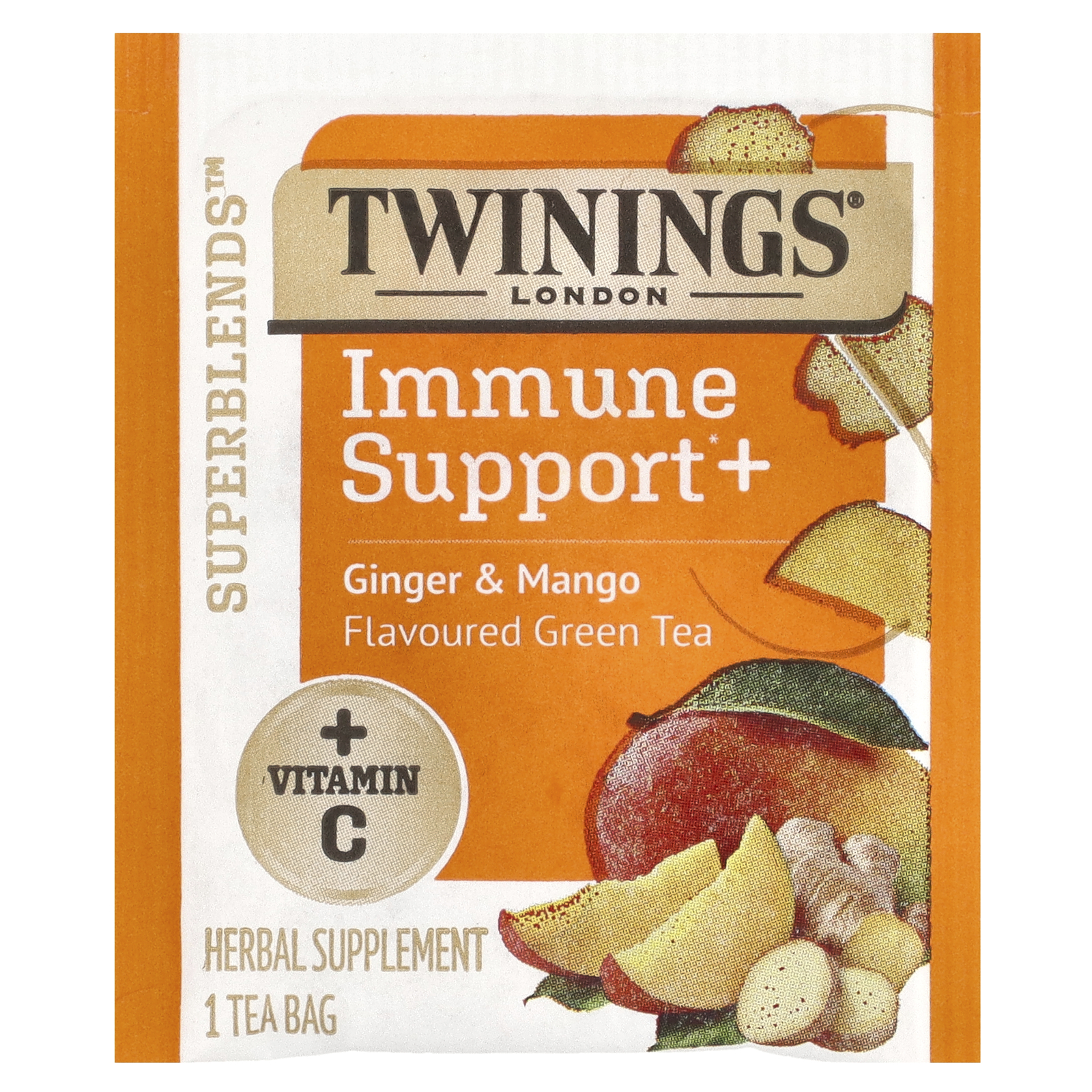 Superblends&trade;, Immune Support+ Green Tea, Ginger & Mango, 16 Tea Bags, 1.12 oz
